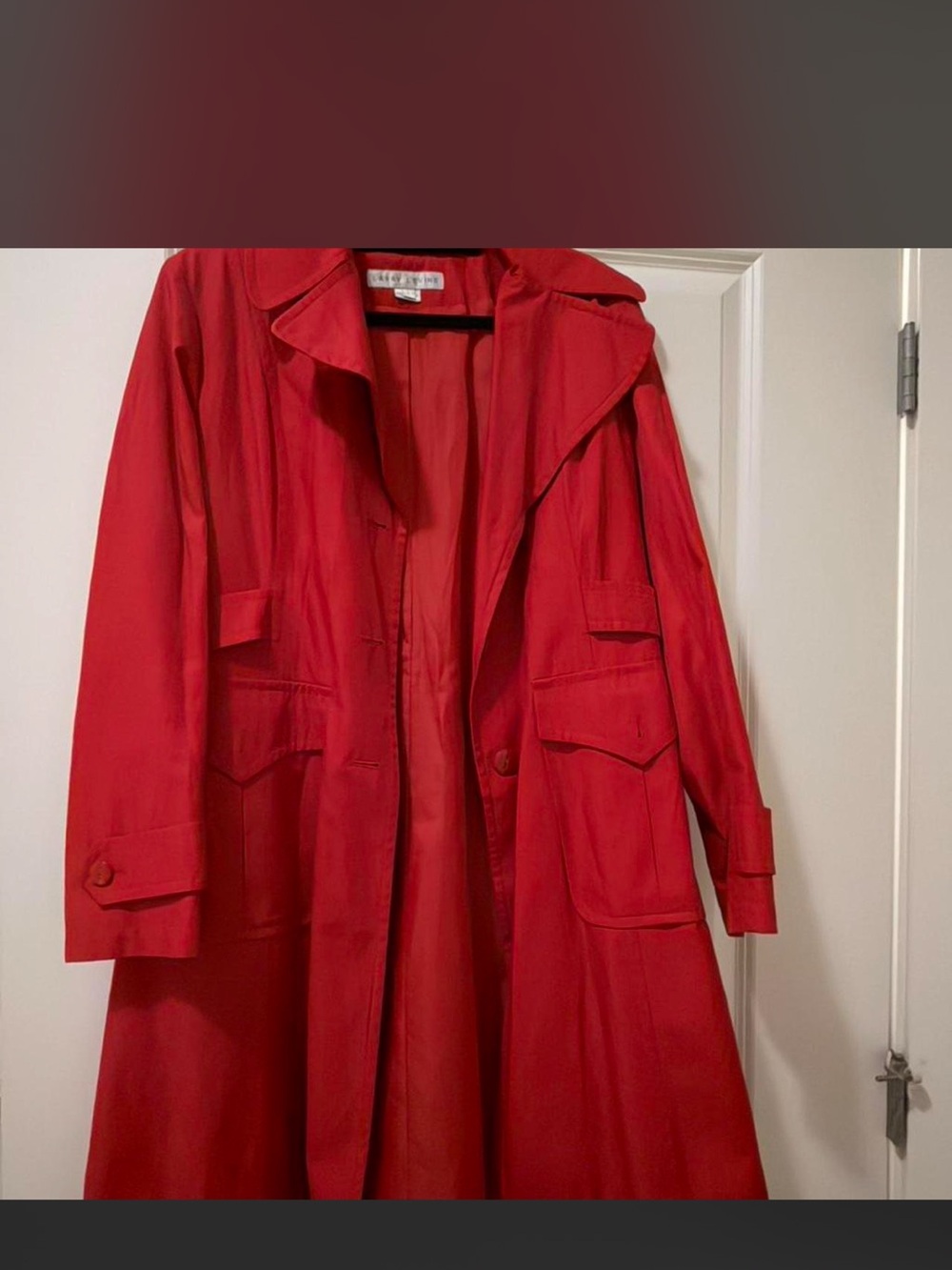 Larry Levine Red Women's Trench Coat